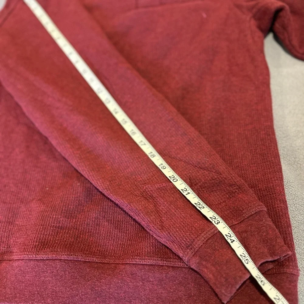 LL Bean Mens Sz:XL maroon Sherpa Fleece Lined Thermal Waffle Knit Crewneck Shirt